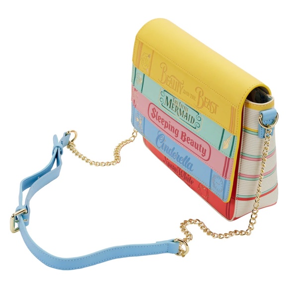 Loungefly Handbags - Disney Princess Loungefly Classic Fairytale Books Gold Chain Crossbody Bag NEW